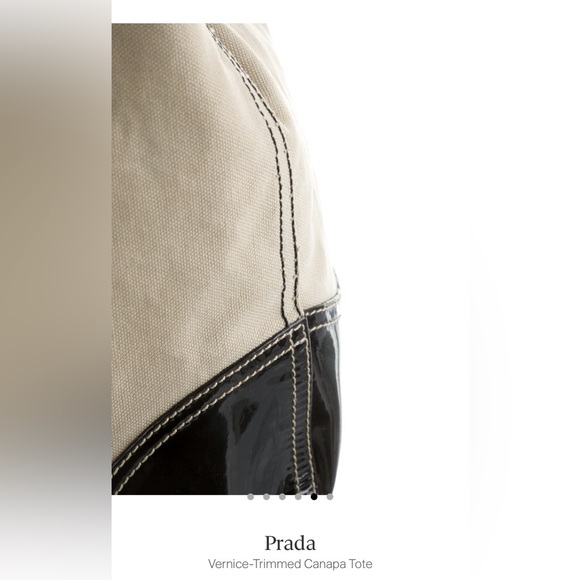 Prada Vernice-trimmed canapa tote - Picture 5 of 8
